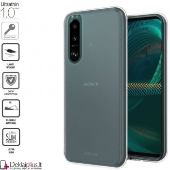 Silikoninis dėklas 1.0 mm storio - permatomas (telefonui Sony Xperia 5 III)